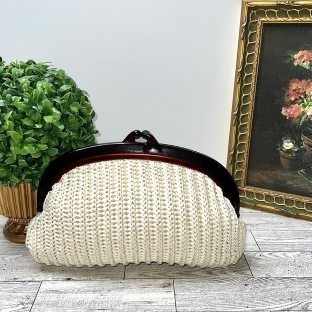 Magid Handmade Woven Vintage Clamshell Clutch